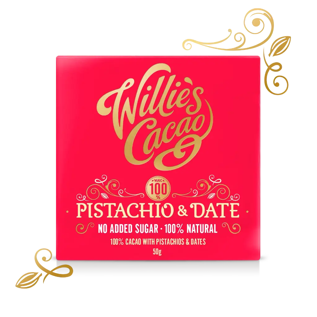 Willie's cacao Pistachio and Date no added sugar