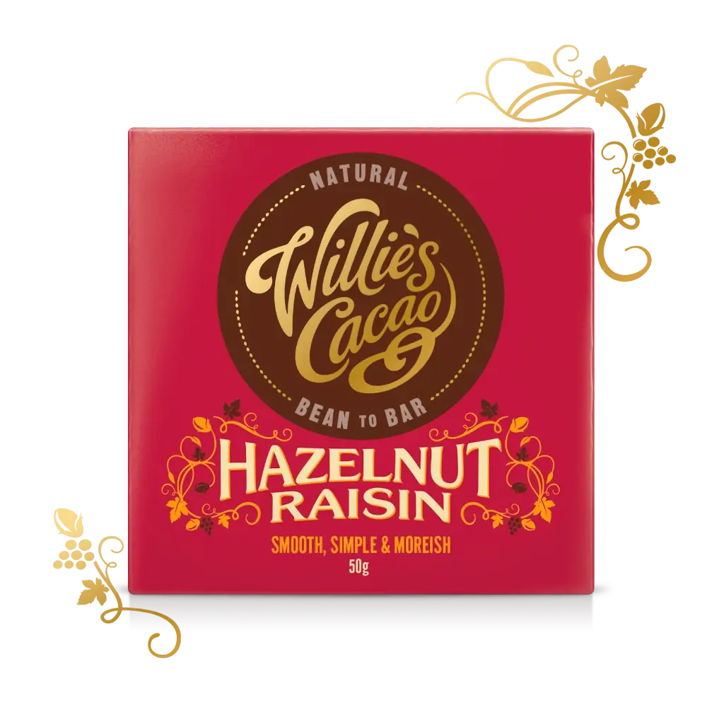 [WIL-1220] Willie's cacao Hazelnut Raisin 70 procent Peru