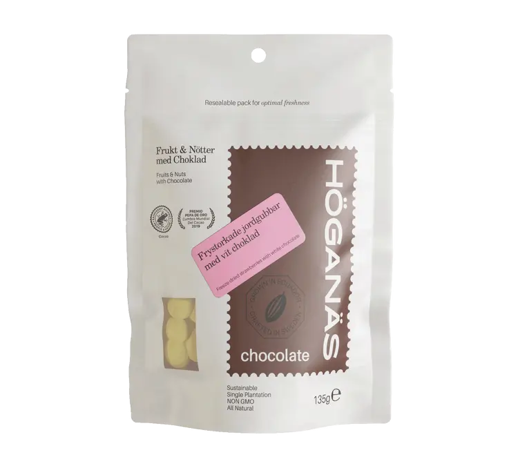 Höganäs freeze-dried strawberries in white chocolate Ecuador