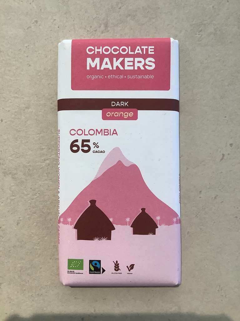 Chocolatemakers Colombia puur sinaasappel 65 procent