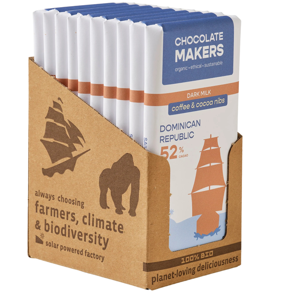[02010521] Chocolatemakers Dom Rep donkere melk 52% koffie & cacaonibs