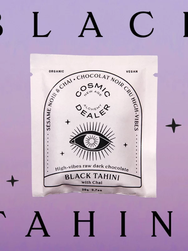 cosmic dealer chakra chocolate black tahini with chai